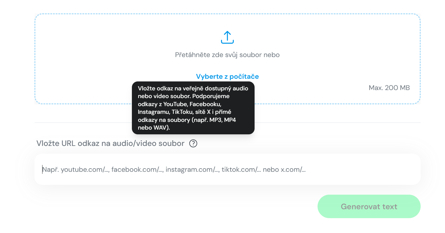 Sekce Audio na Text