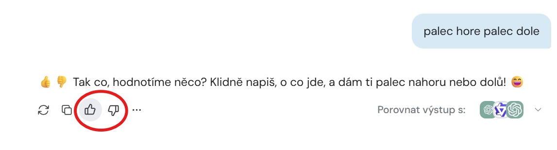 Ikony hodnocení ve výstupu Chatu