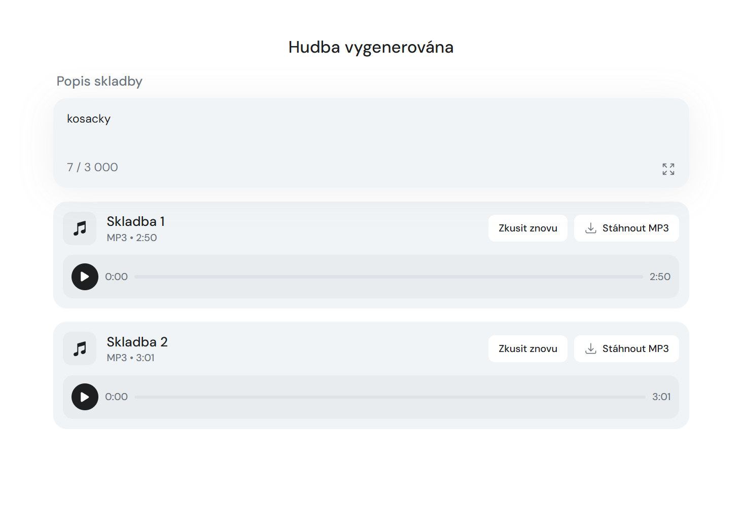 Výsledek v sekci Tvorba hudby