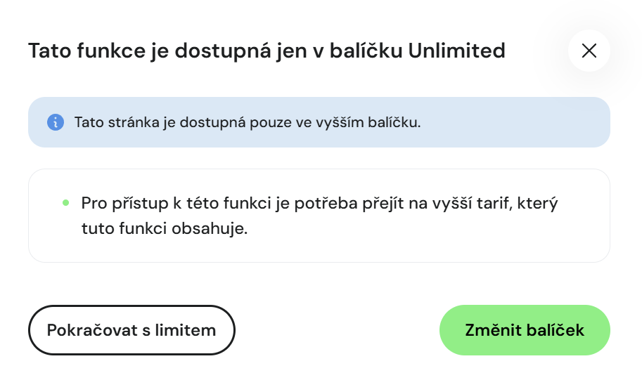 Informační okno o dostupnosti funkce Týmy